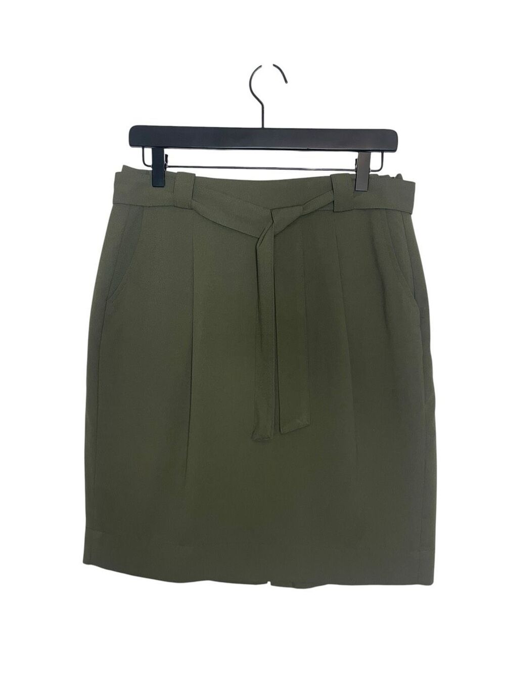 Liz Claiborne Belted Tie Waist Skirt Olive Green Size 6